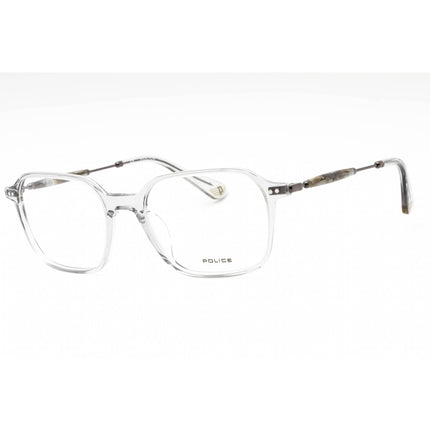 Police Men's Eyeglasses - Shiny Transparent Grey Acetate Square Frame | VPLE98M 06S8 ,