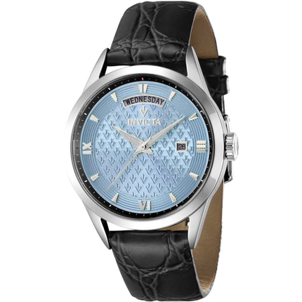 Invicta Women's Watch - Vintage Quartz Light Blue Dial Black Leather Strap | 44260 ,