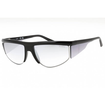 Guess Men's Sunglasses - Shiny Black Plastic Rectangular Half Rim Frame | GU00072 01C ,