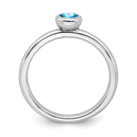 Sterling Silver Stackable Expressions Low 4mm Round Blue Topaz Ring | QSK507 ,