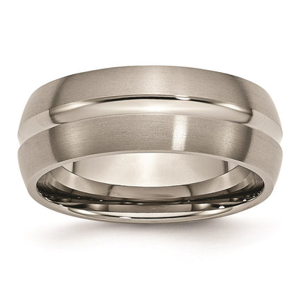 Titanium Grooved 8mm Brushed and Polished Band | TB51 ,