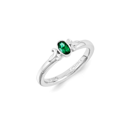 Sterling Silver Stackable Expressions Created Emerald Ring | QSK1288 ,