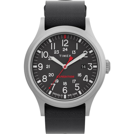 Timex Men's Quartz Watch - Expedition Sierra Black Dial Leather Strap | TW2V07500 ,