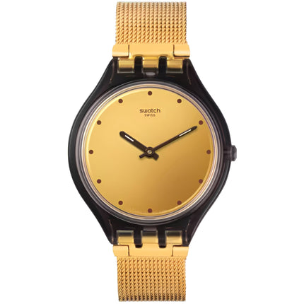 Swatch Women's Watch - Skin Skinmoka Champagne Dial Yellow Gold Bracelet | SVOC100M ,