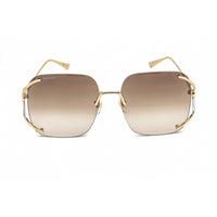 Gucci Women's Sunglasses - Gold Metal Oversized Rimless Frame Brown Lens | GG0646S 002 ,