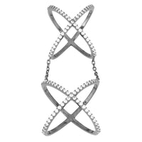 Sterling Silver Black Rhodium CZ Double-X Style Ring - W-9979 ,