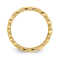 Sterling Silver Stackable Expressions Gold-plated Carved Band | QSK1666 ,