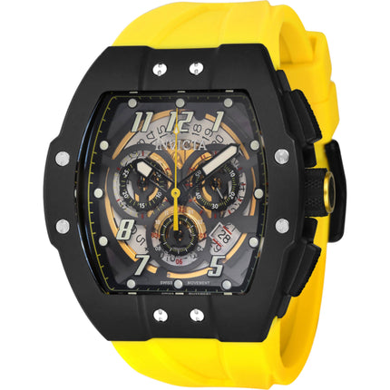 Invicta Men's Watch - JM Correa Transparent and Black Dial Yellow Rubber Strap | 44413 ,