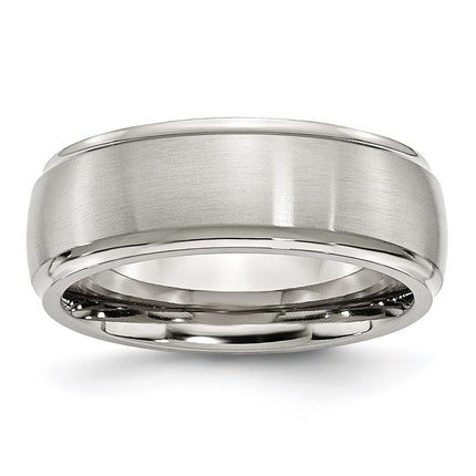 Stainless Steel Ridged Edge 8mm Brushed and Polished Band | SR86 ,