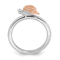 Sterling Silver/Rose Gold-plated Stackable Expressions Diam. Butterfly Ring | QSK1865 ,