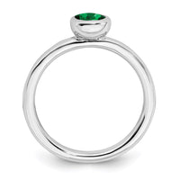 Sterling Silver Stackable Expressions Low 5mm Round Cr. Emerald Ring | QSK512 ,