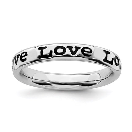 Sterling Silver Stackable Expressions Polished Enameled Love Ring | QSK102 ,