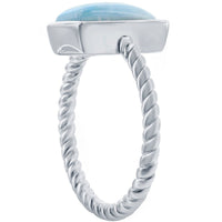 Women's Ring - Rectangle Larimar Rope Design, Size 9 | W-2779-9 ,