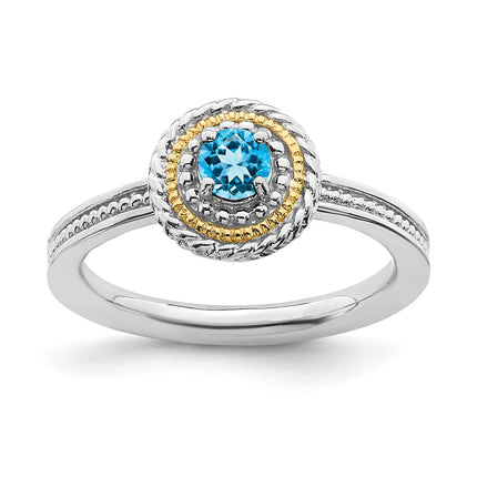 Sterling Silver & 14k Stackable Expressions Sterling Silver Blue Topaz Ring | QSK925 ,