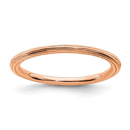 Sterling Silver Stackable Expressions Pink-plated Step-down Ring | QSK184 ,