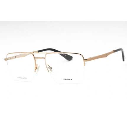 Police Men's Eyeglasses - Bronze Brown Metal Rectangular Half Rim Frame | VPLG71 08FE ,