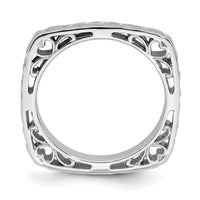 Sterling Silver Stackable Expressions Polished Rhodium-plated Square Ring | QSK755 ,
