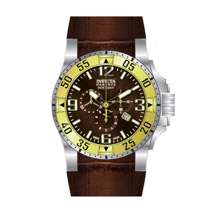 Invicta 10906 Men's Reserve Excursion Gold Tone Bezel Brown Textured Dial Chronograph Brown Leather Strap Dive Watch ,
