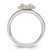 Sterling Silver & 14k Stackable Expressions Diamond Heart Ring | QSK911 ,