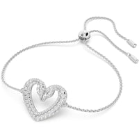 Swarovski Women's Bracelet - Una Heart Shape Rhodium Plated Crystal | 5625534 ,