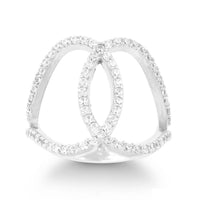 Sterling Silver CZ Double Oval Ring - W-9949 ,