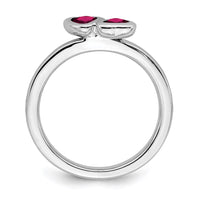Sterling Silver Stackable Expressions Cr. Ruby Double Heart Ring | QSK404 ,