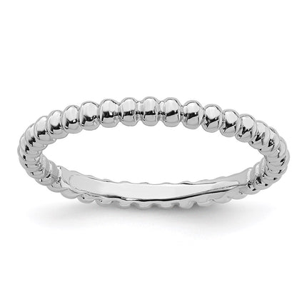 Sterling Silver Stackable Expressions Rhodium Beaded Ring | QSK211 ,