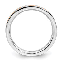 Sterling Silver Stackable Expressions Pink-plated Channeled Ring | QSK1621 ,