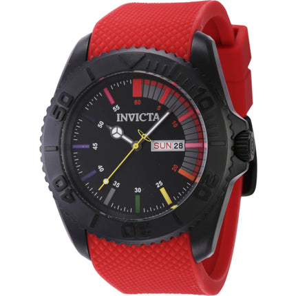 Invicta Men's Watch - Pro Diver Quartz Black Dial Red Rubber Strap Day-Date | 44734 ,