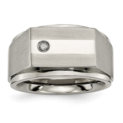 Titanium Satin & Polished Diamond Band | TB263AA ,