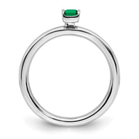 Sterling Silver Stackable Expressions Created Emerald Ring | QSK2116 ,