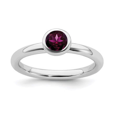 SS Stackable Expressions Low 5mm Round Rhodolite Garnet Ring | QSK513 ,