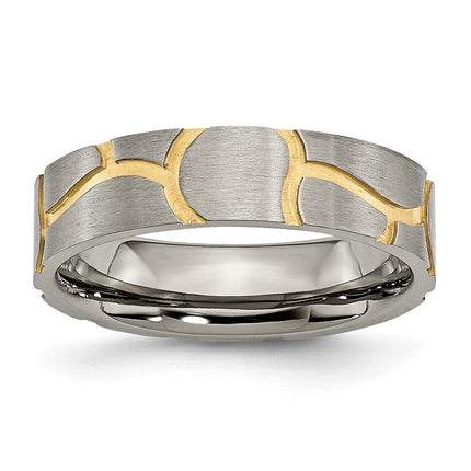 Titanium Grooved Yellow IP-plated Ladies 6mm Brushed Band | TB272 ,