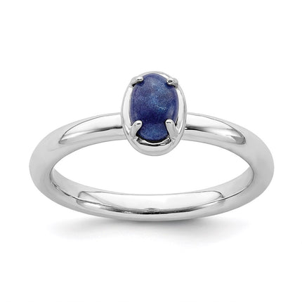 Sterling Silver Stackable Expressions Lapis Polished Ring | QSK900 ,