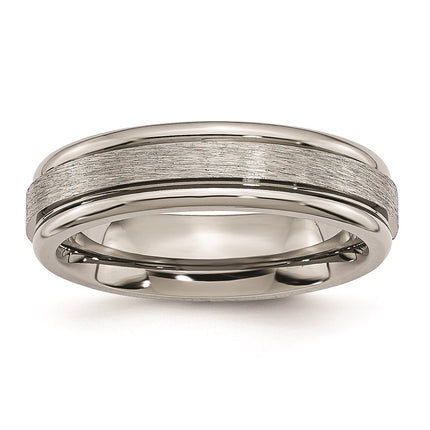 Titanium Grooved Edge 6mm Brushed and Polished Band | TB14 ,
