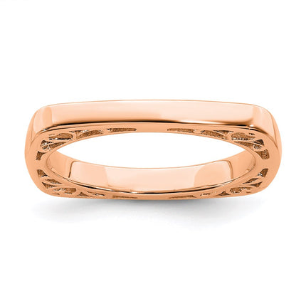 Sterling Silver Stackable Expressions Polished Pink-plated Square Ring | QSK779 ,