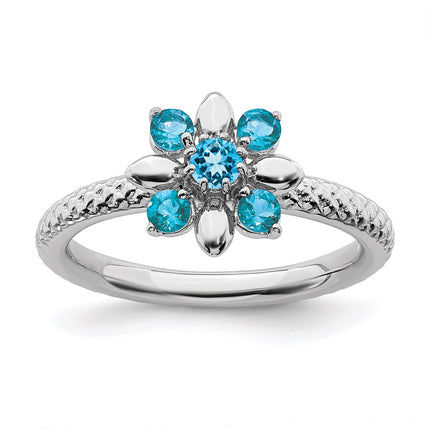 Sterling Silver Stackable Expressions Blue Topaz Ring | QSK794 ,