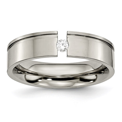 Titanium Grooved 6mm Diamond Polished Band | TB175AA ,