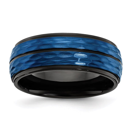 Stainless Steel Brushed and Polished Black/Blue IP-plated 8.00mm Band | SR675 ,