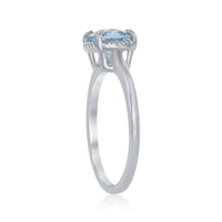 Sterling Silver Four-Prong Square Blue Topaz Rope Design Border Ring - W-1985 ,