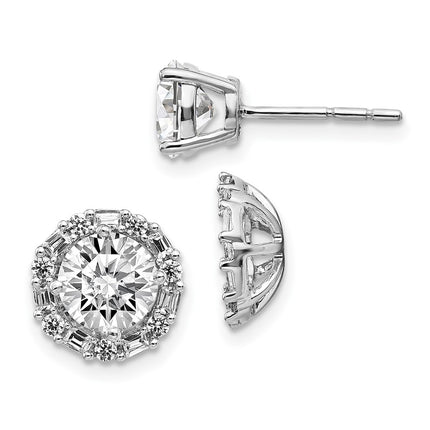14k White Gold Diamond Semi-mount Earrings ,