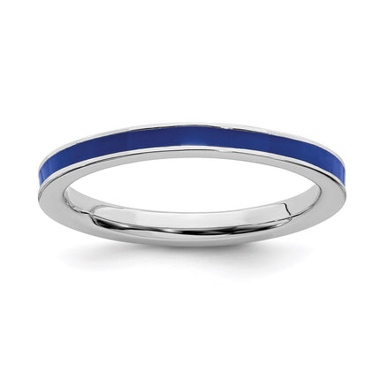 Sterling Silver Stackable Expressions Blue Enameled 2.25mm Ring | QSK142 ,