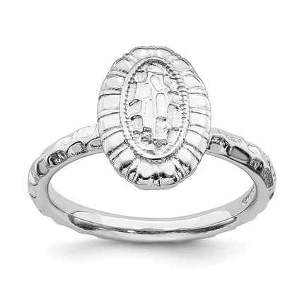 Sterling Silver Stackable Expressions Rhodium-plated Oval Ring | QSK1606 ,