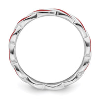 Sterling Silver Stackable Expressions Red Enamel Ring | QSK1509 ,