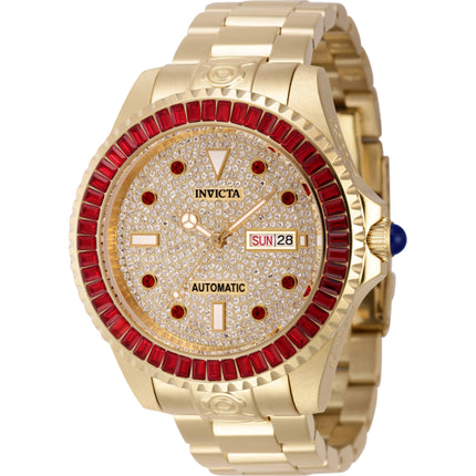 Invicta Men's Watch - Pro Diver Crystal Pave Dial Yellow Gold Steel Bracelet | 46637 ,