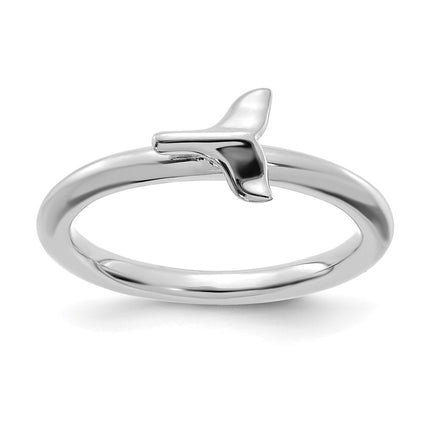 Sterling Silver Stackable Expressions Rhodium-plated Whale Tail Ring | QSK2041 ,