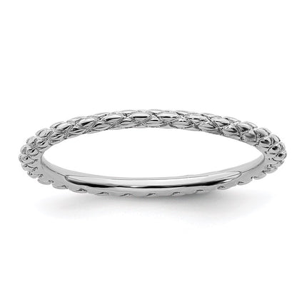 Sterling Silver Stackable Expressions Rhodium Criss-cross Ring | QSK187 ,