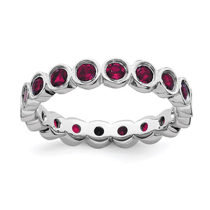Sterling Silver Stackable Expressions Created Ruby Ring | QSK392 ,