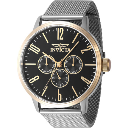 Invicta Men's Quartz Watch - Specialty Black Dial Silver Tone Mesh Bracelet | 47596 ,