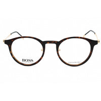 Hugo Boss Men's Eyeglasses - Havana Plastic Round Full Rim Frame | BOSS 1350/F 0086 00 ,